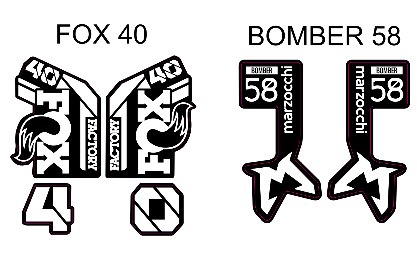 TG Racing FOX 40/Bomber 58 Fork Decals