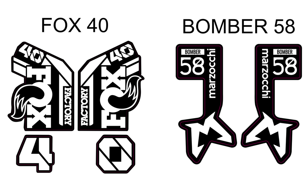 TG Racing FOX 40/Bomber 58 Fork Decals