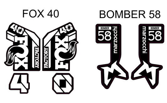 TG Racing FOX 40/Bomber 58 Fork Decals