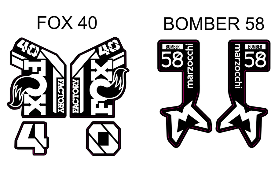 TG Racing FOX 40/Bomber 58 Fork Decals